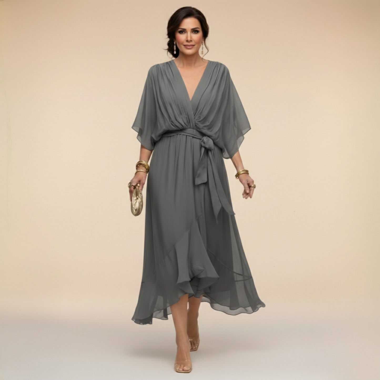 Monica | Obleka z V-izrezom za eleganten vsakdan