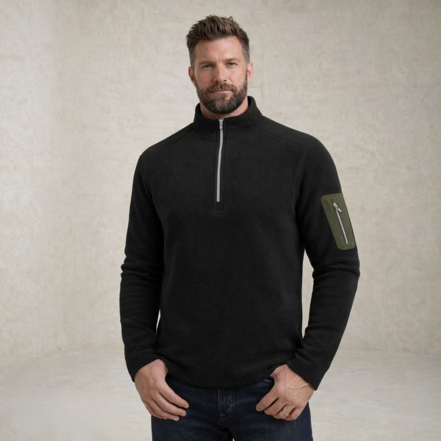 Aiden | quarter-Zadrga Flis pulover