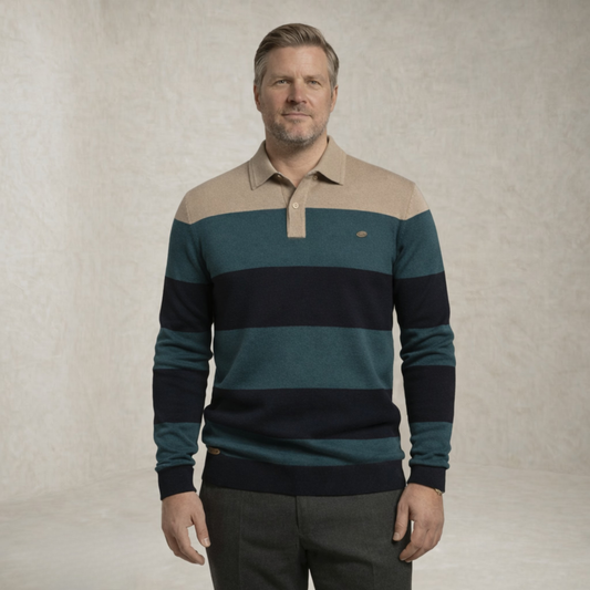 Henry | črtasta Polo Ovratnik pulover