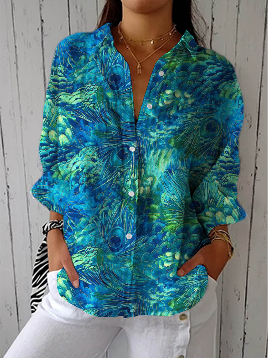 Florina | Bluza z motivom pavjih peres