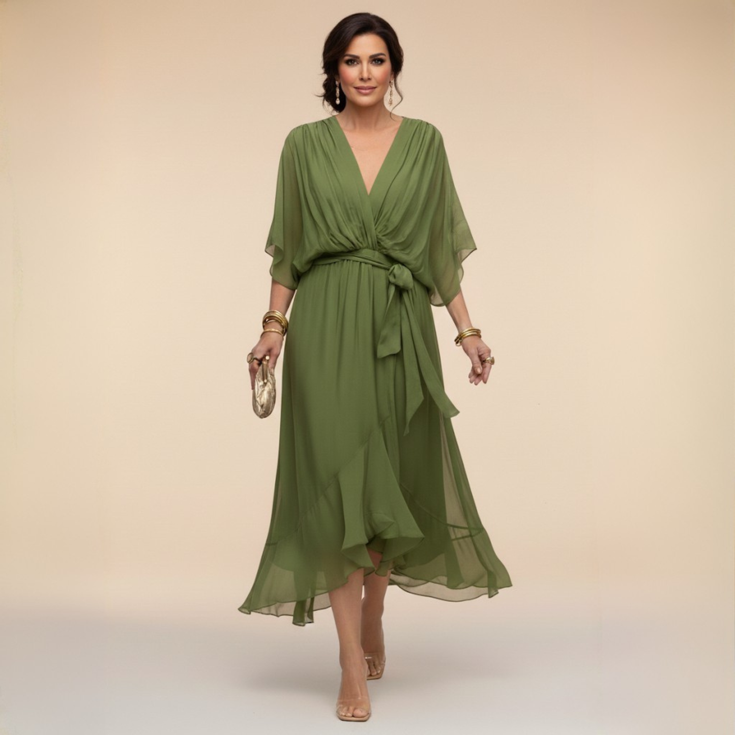 Monica | Obleka z V-izrezom za eleganten vsakdan