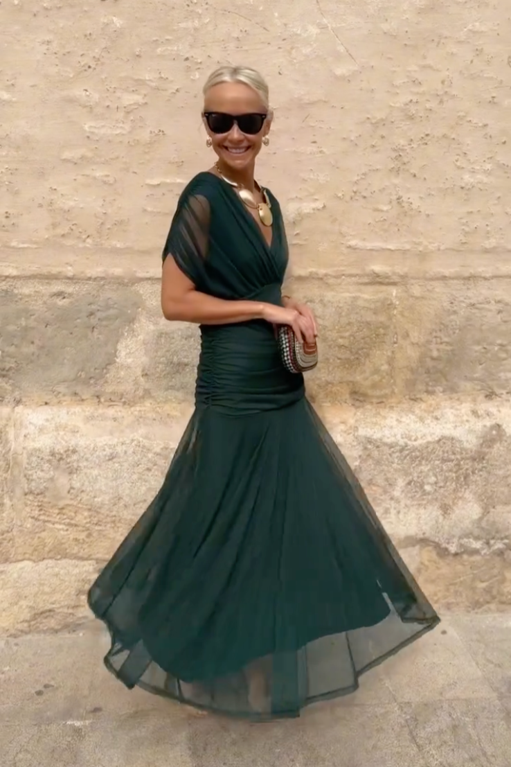 Luisa | Dolga svečana obleka z V-izrezom