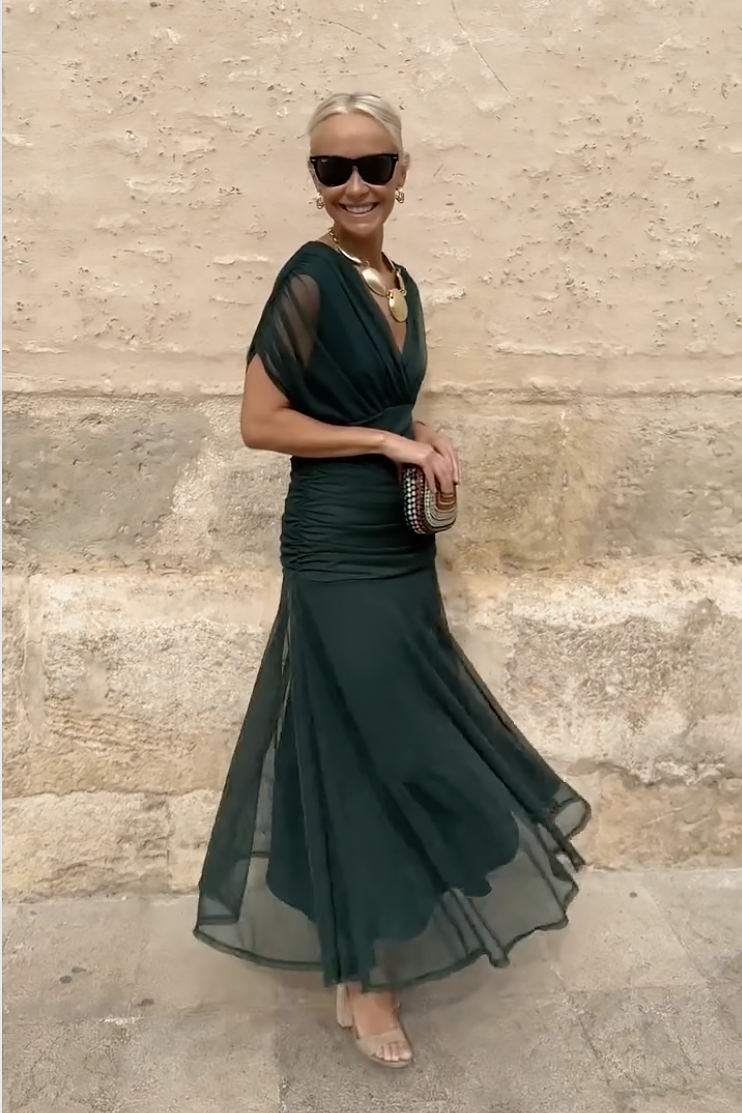 Luisa | Dolga svečana obleka z V-izrezom