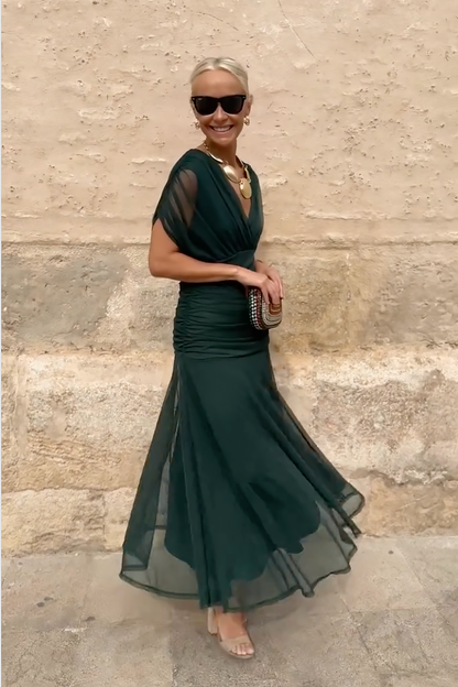 Luisa | Dolga svečana obleka z V-izrezom