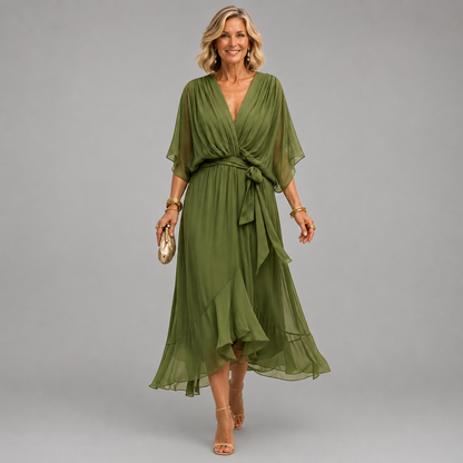Monica | Obleka z V-izrezom za eleganten vsakdan