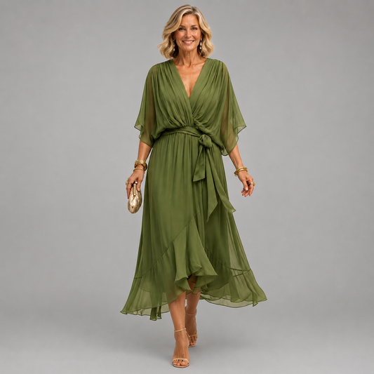 Monica | Obleka z V-izrezom za eleganten vsakdan