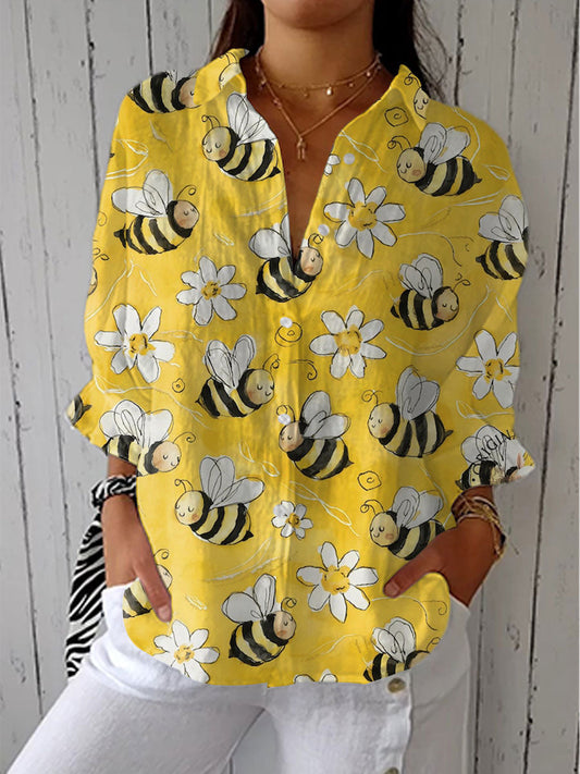 Franka | Bluza z motivom čebel in cvetlic
