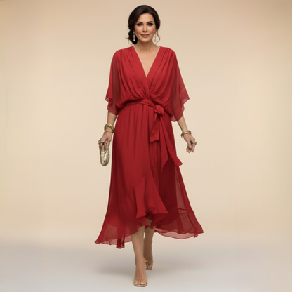 Monica | Obleka z V-izrezom za eleganten vsakdan