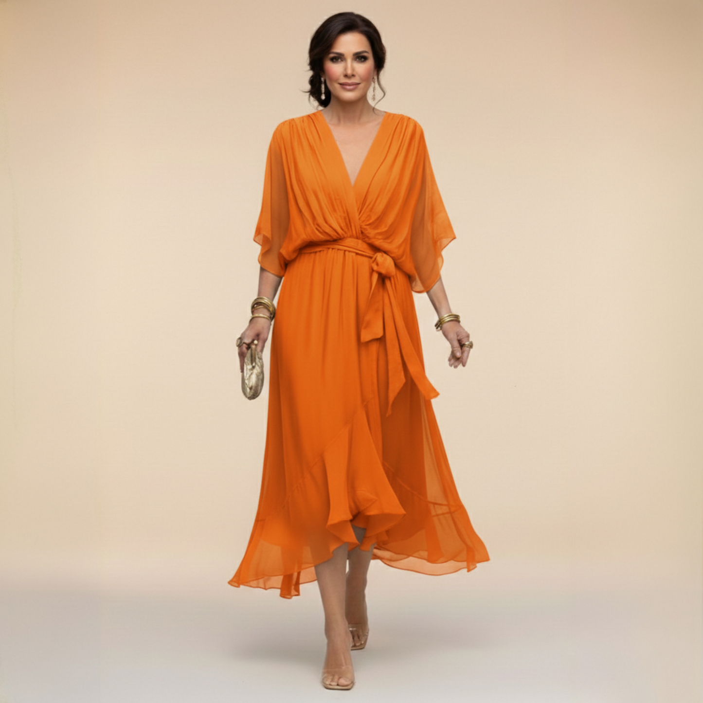 Monica | Obleka z V-izrezom za eleganten vsakdan