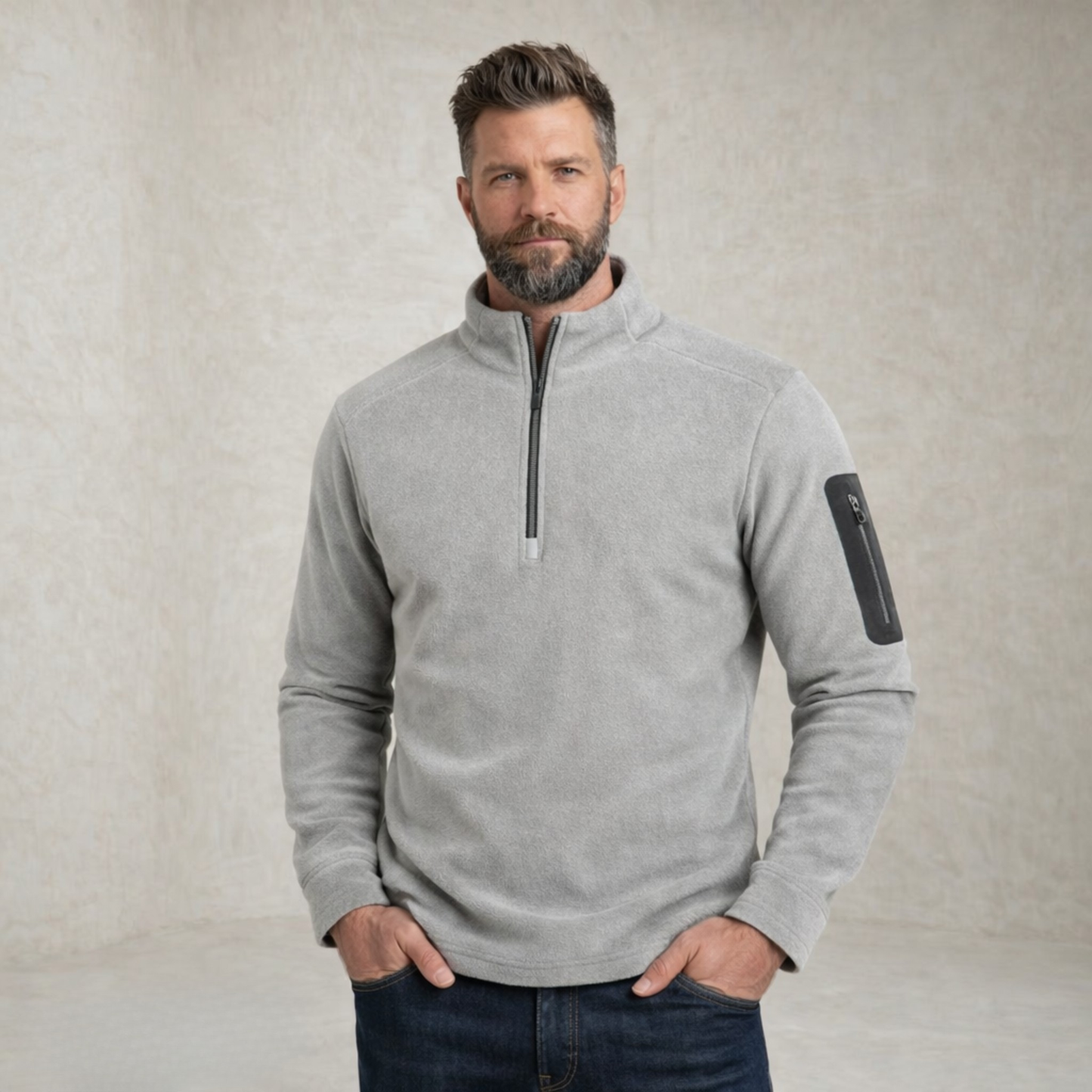 Aiden | quarter-Zadrga Flis pulover
