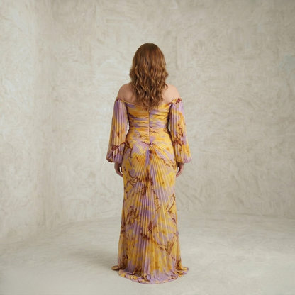 Camila – Elegantna obleka z golimi rameni