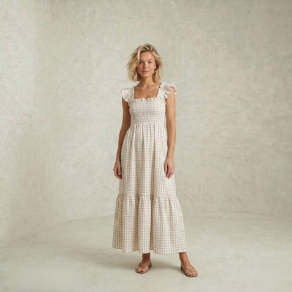 Colette | Retro Plaid maksi obleka
