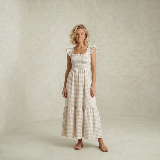 Colette | Retro Plaid maksi obleka