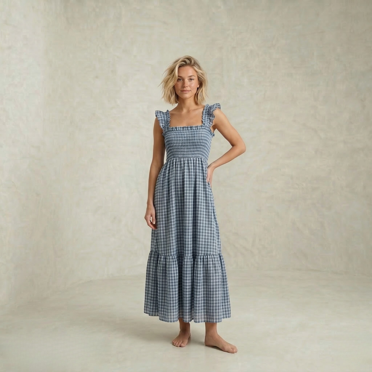 Colette | Retro Plaid maksi obleka