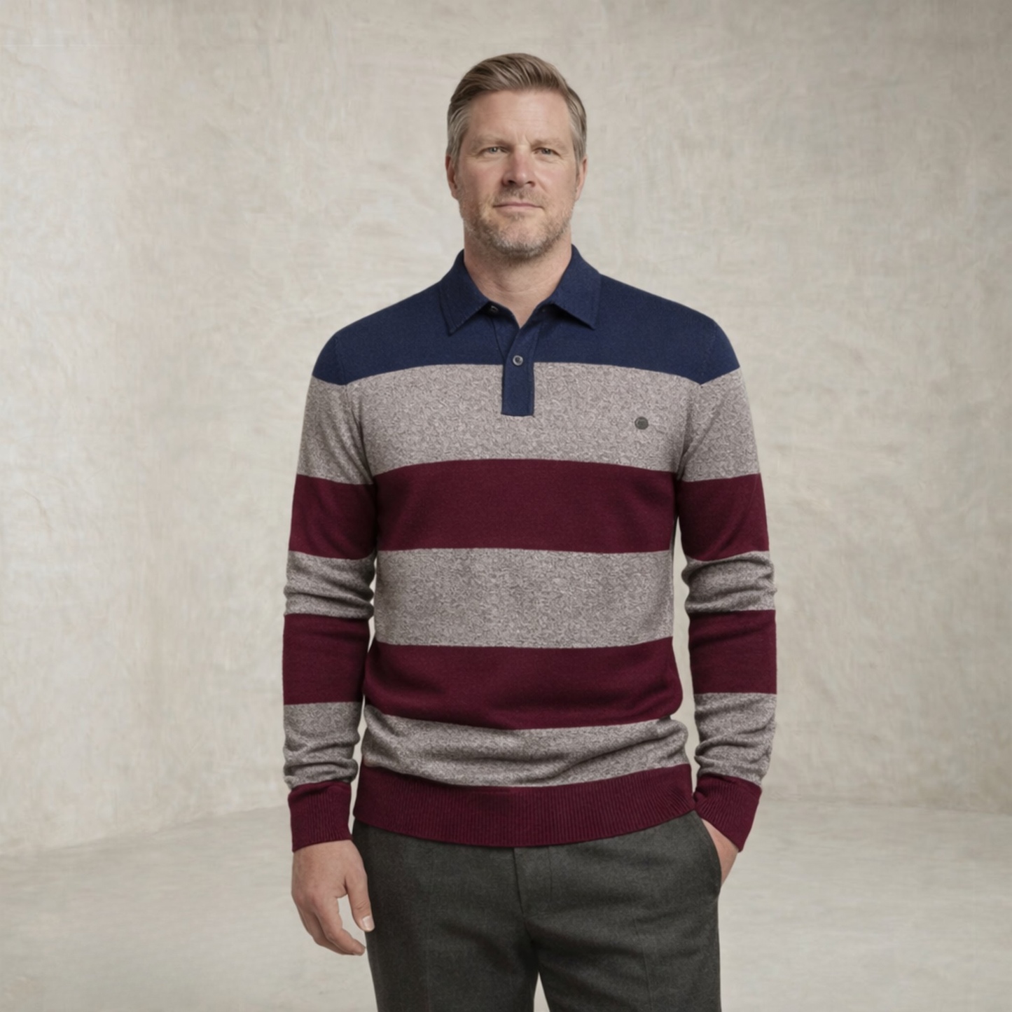 Henry | črtasta Polo Ovratnik pulover