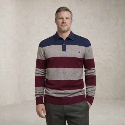 Henry | črtasta Polo Ovratnik pulover