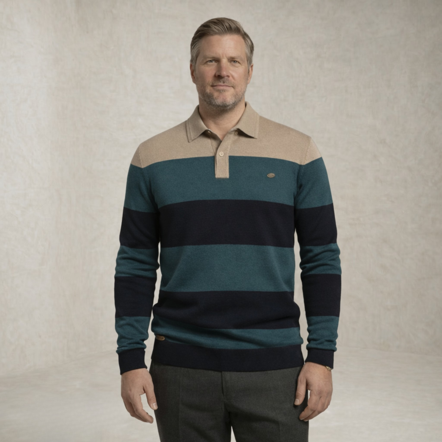 Henry | črtasta Polo Ovratnik pulover