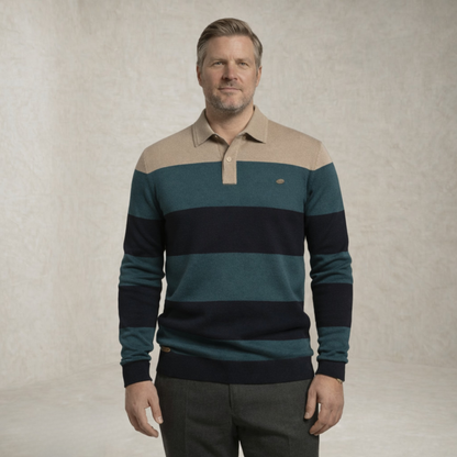Henry | črtasta Polo Ovratnik pulover