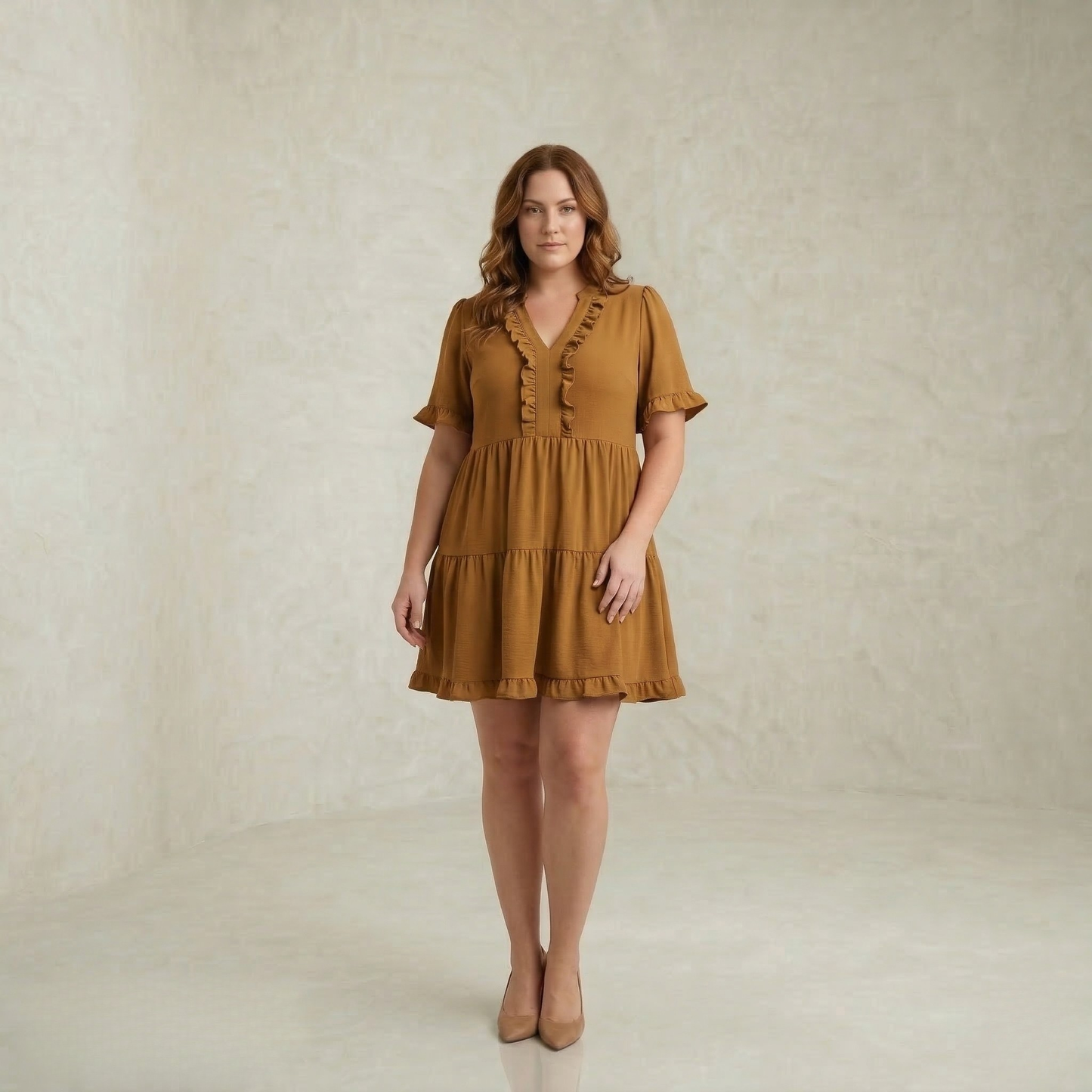 Isabelle | sproščena V Neck mini obleka