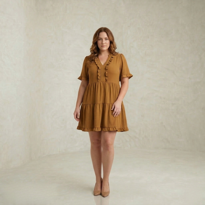 Isabelle | sproščena V Neck mini obleka