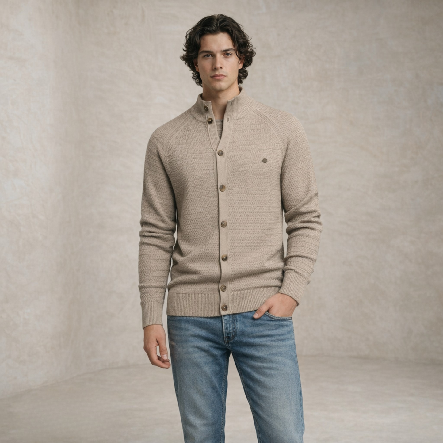 Jack | mock Neck Buttoned pulover