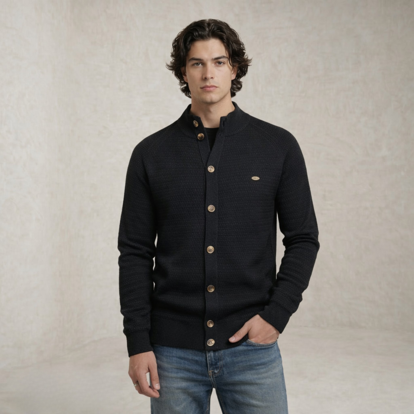 Jack | mock Neck Buttoned pulover