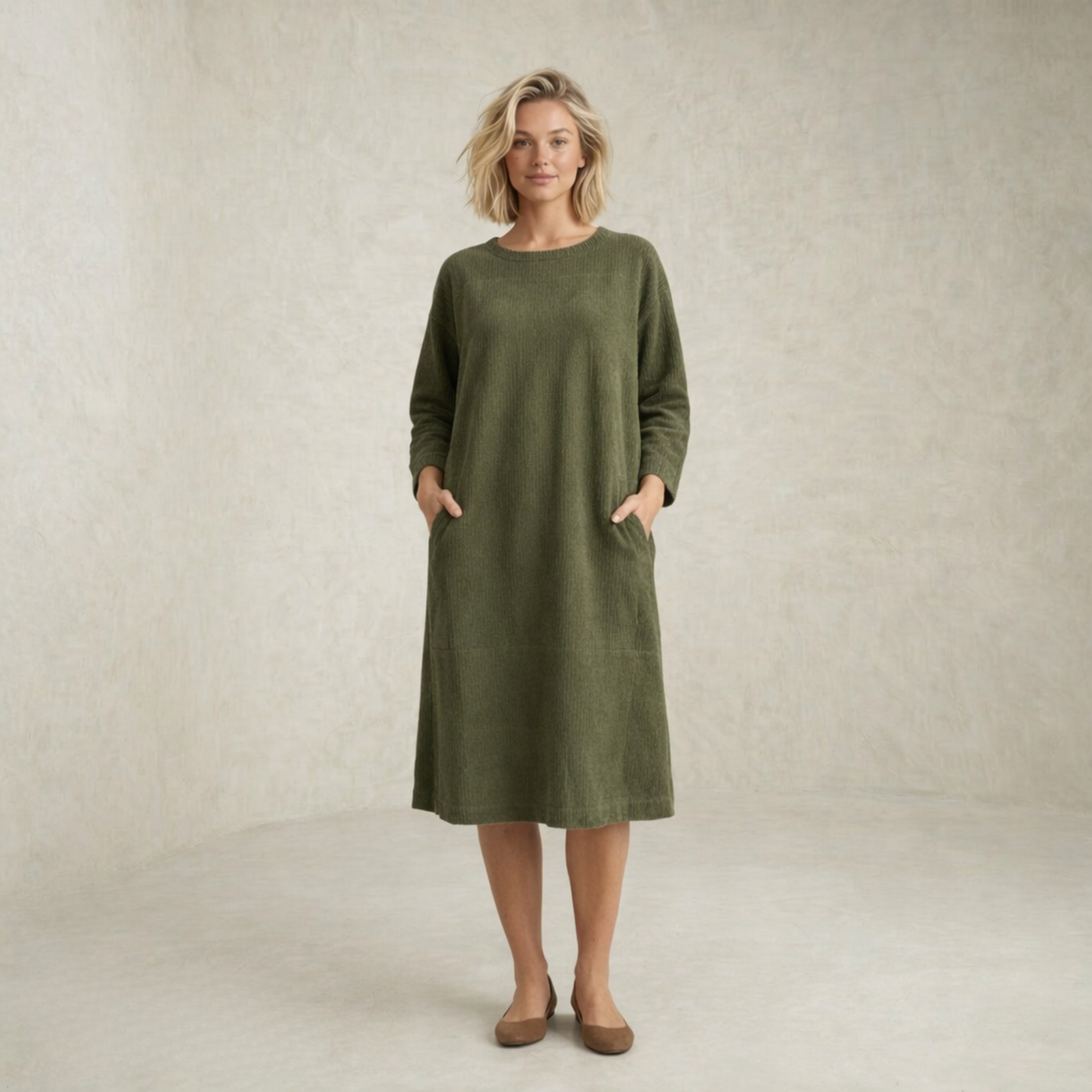 Jenna | sproščena Corduroy midi obleka