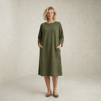 Jenna | sproščena Corduroy midi obleka