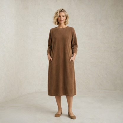 Jenna | sproščena Corduroy midi obleka