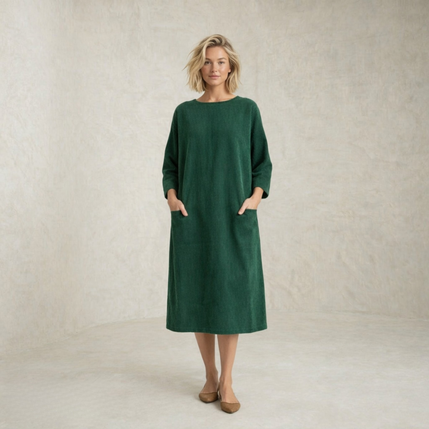Jenna | sproščena Corduroy midi obleka