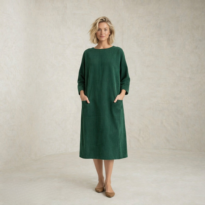 Jenna | sproščena Corduroy midi obleka