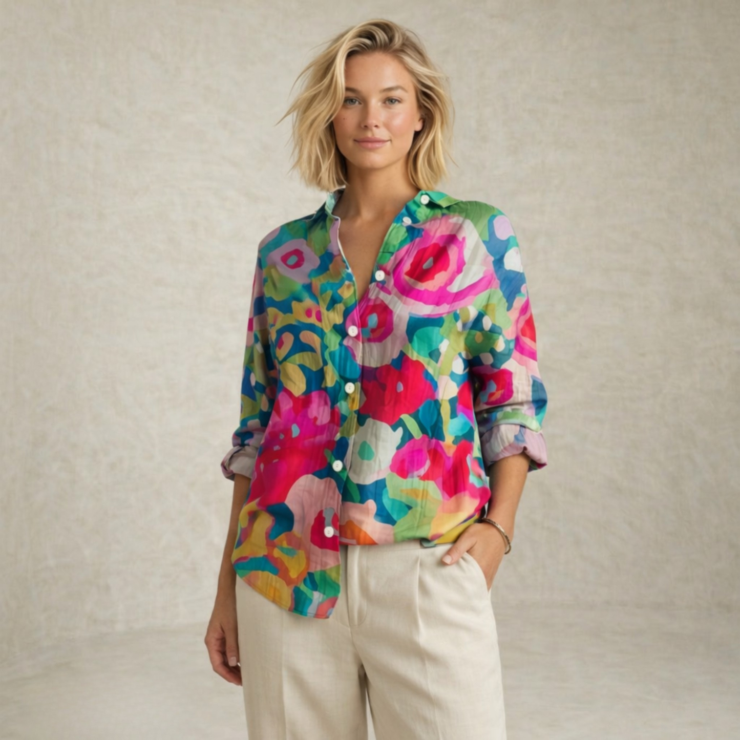 Lydia | Barvita umetniška vzorčasta bluza