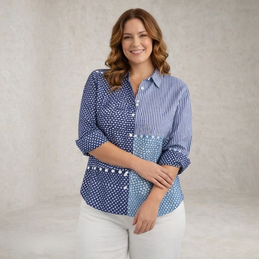 Marcia | Patchwork bluza z obalnim navdihom