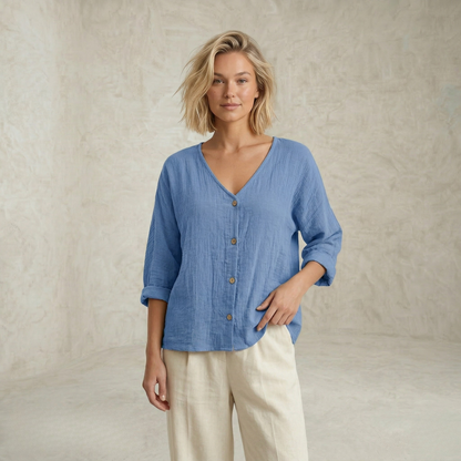 Maria | Prefinjena bluza z gumbi spredaj