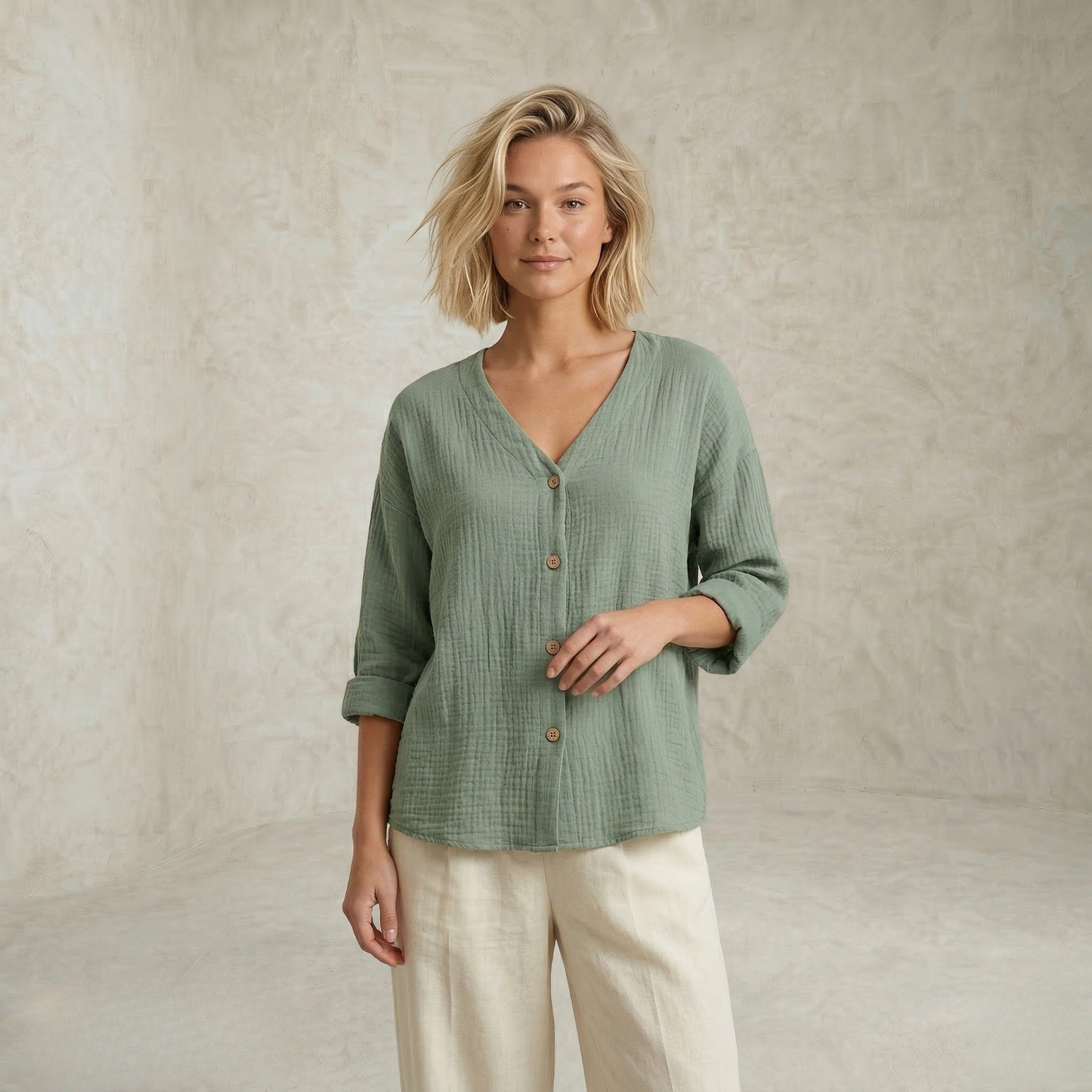 Maria | Prefinjena bluza z gumbi spredaj