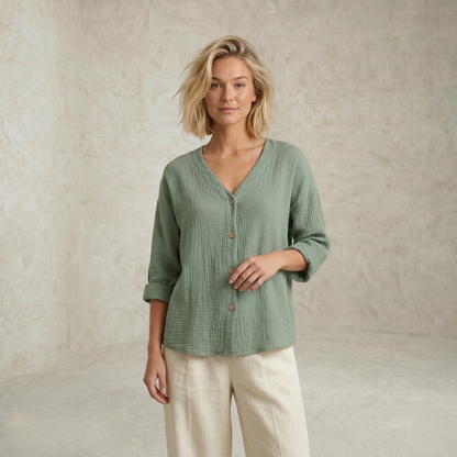 Maria | Prefinjena bluza z gumbi spredaj