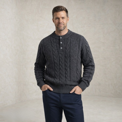 Noah | kabelska Pletena Henley Pletena pulover