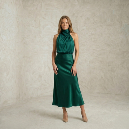 Olivia – Satenasta halter maksi obleka