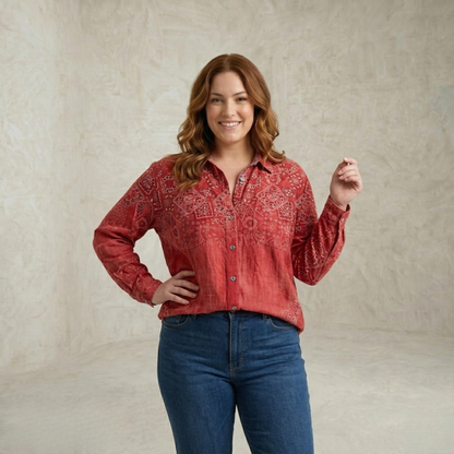 Rachel | Potiskana bluza z vintage navdihom