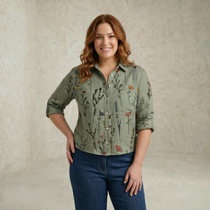 Rachel | Potiskana bluza z vintage navdihom