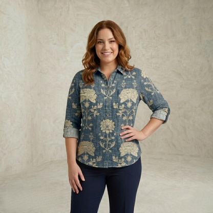 Rachel | Potiskana bluza z vintage navdihom