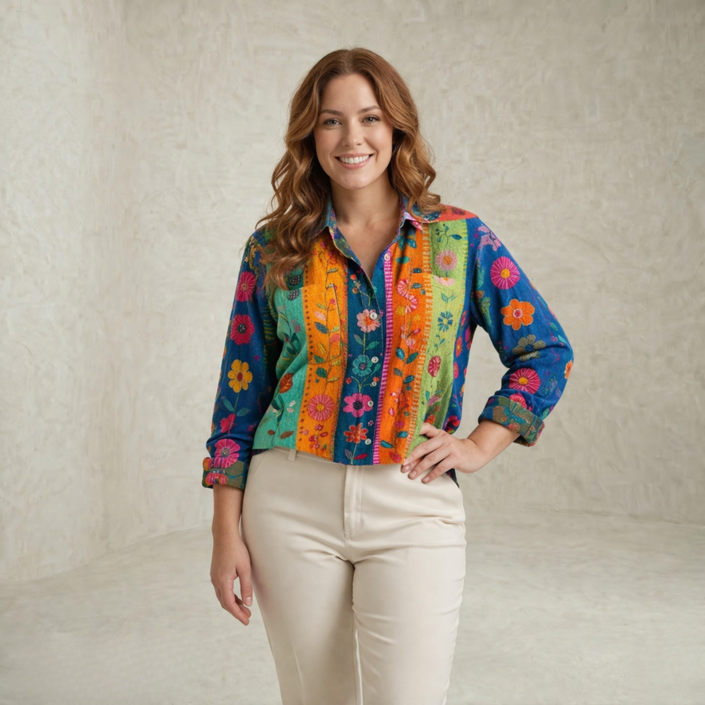 Rachel | Potiskana bluza z vintage navdihom