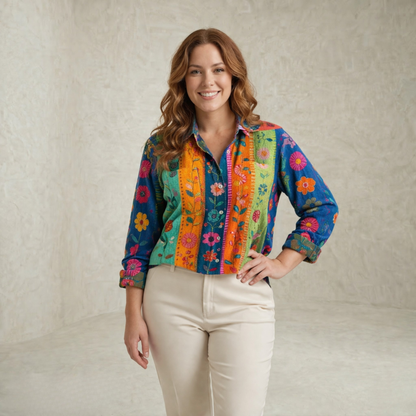 Rachel | Potiskana bluza z vintage navdihom
