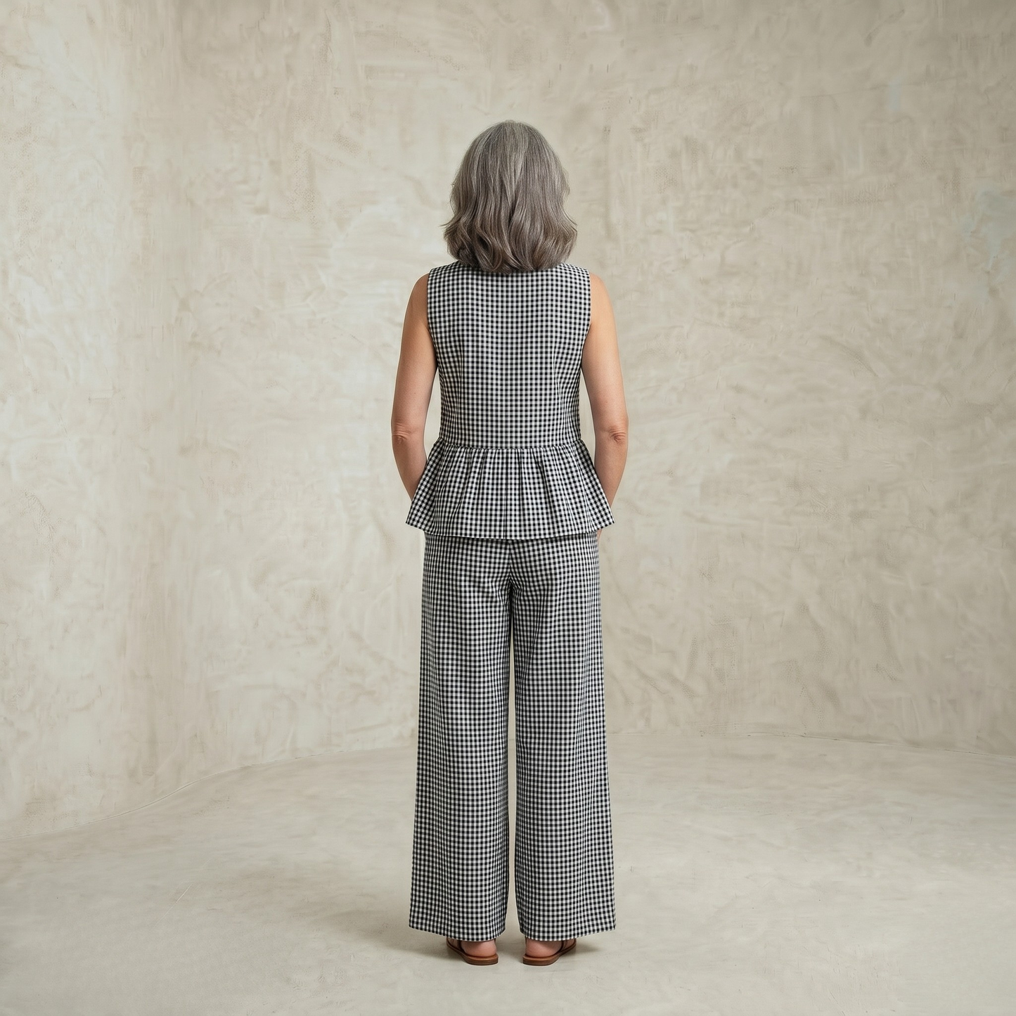 Regina | Eleganten komplet z gingham vzorcem