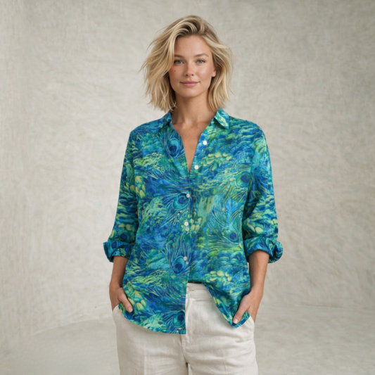 Rosa | Bluza s pavjim vrtnim potiskom
