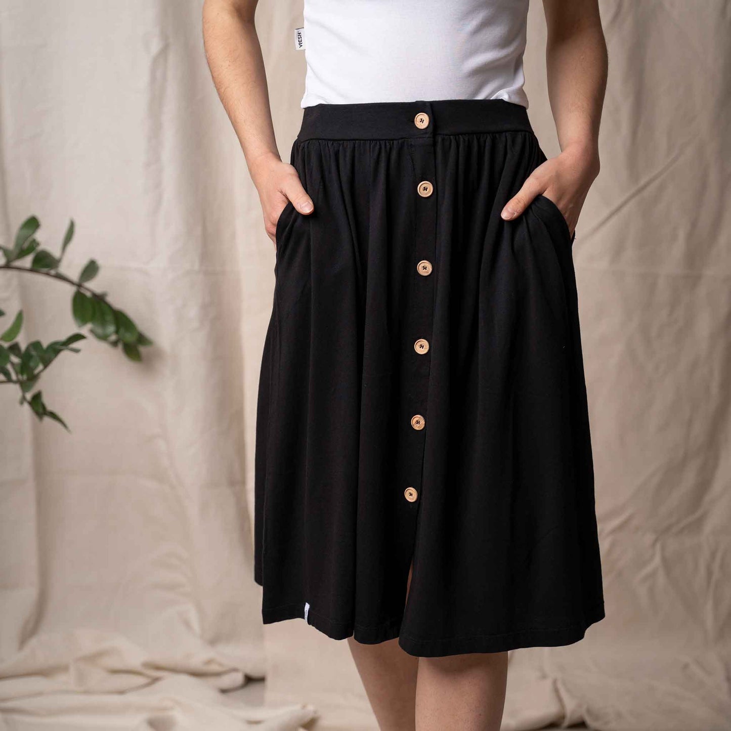 Vlorentini | Črno midi krilo iz Tencel Modala