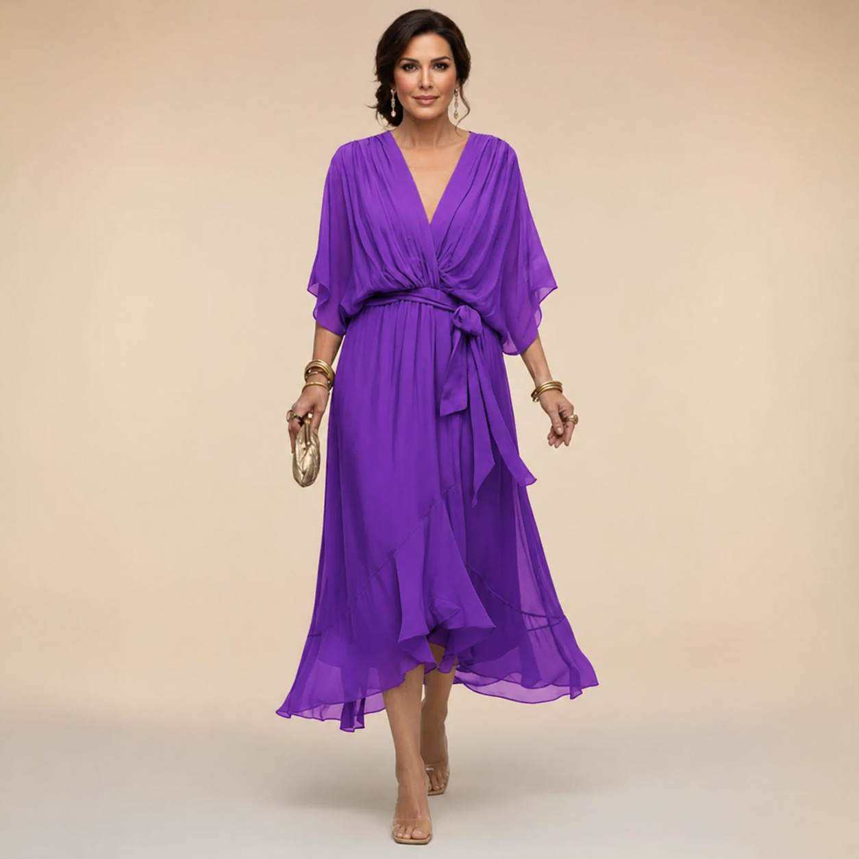 Monica | Obleka z V-izrezom za eleganten vsakdan