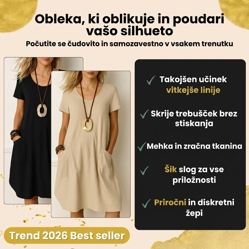 Sophie | Elegantna obleka s subtilnim prekrivanjem trebuha