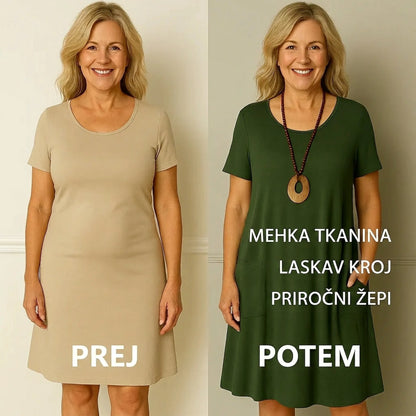 Sophie | Elegantna obleka s subtilnim prekrivanjem trebuha