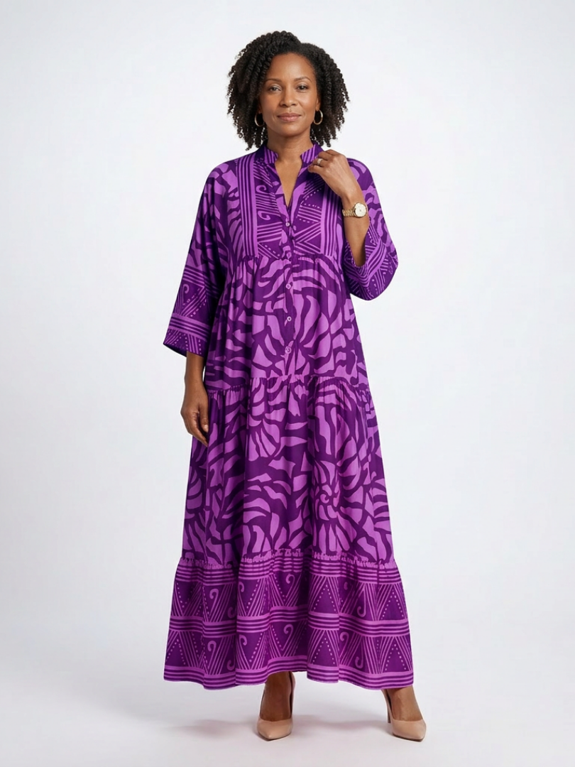 Marielle | Midi obleka z gumbi spredaj